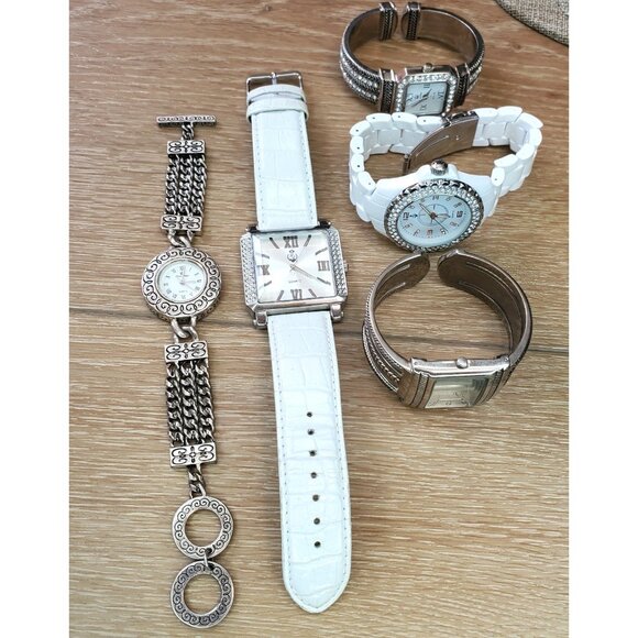 Lot PREMIER DESIGNS Jewelry Costume Fashion Silver Plated White 5 Watches READ main image 5